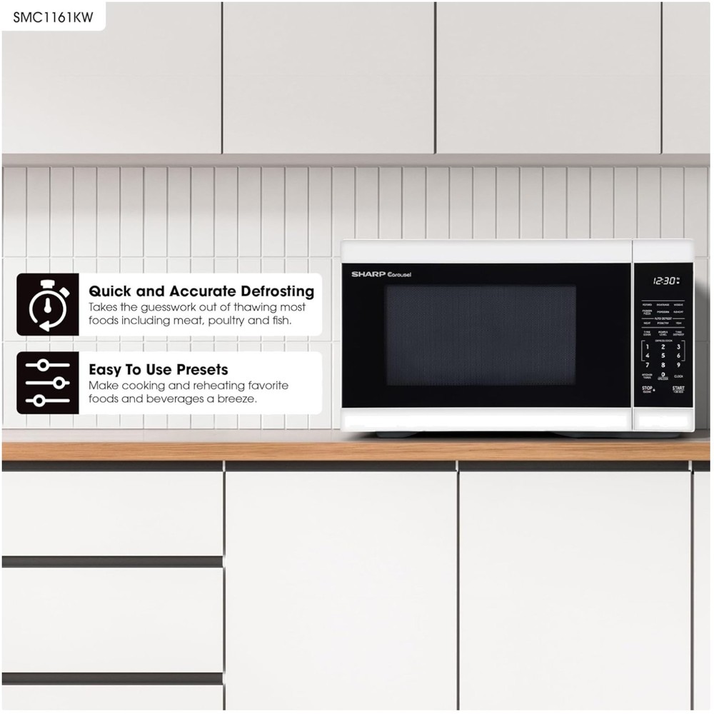 New Design! 1000W Countertop Microwave, White