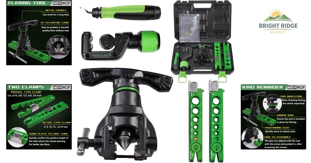 HVAC Flaring Tool Kit with 45-Degree Eccentric Tool and Pipe Cutter Set