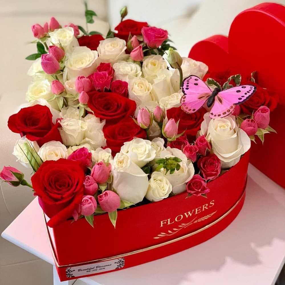Set 3 Heart Shaped Flower Gift Boxes Red Nested Storage Packaging Container