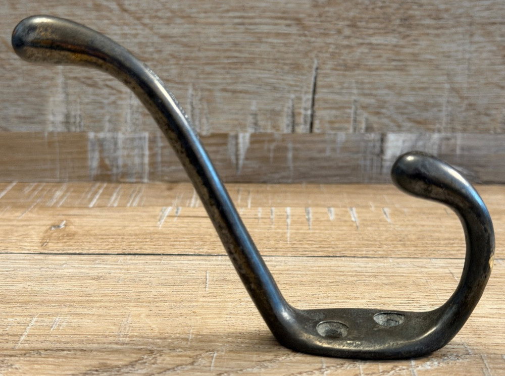 ANTIQUE LARGE DOUBLE METAL COAT HOOK RECLAIMED
