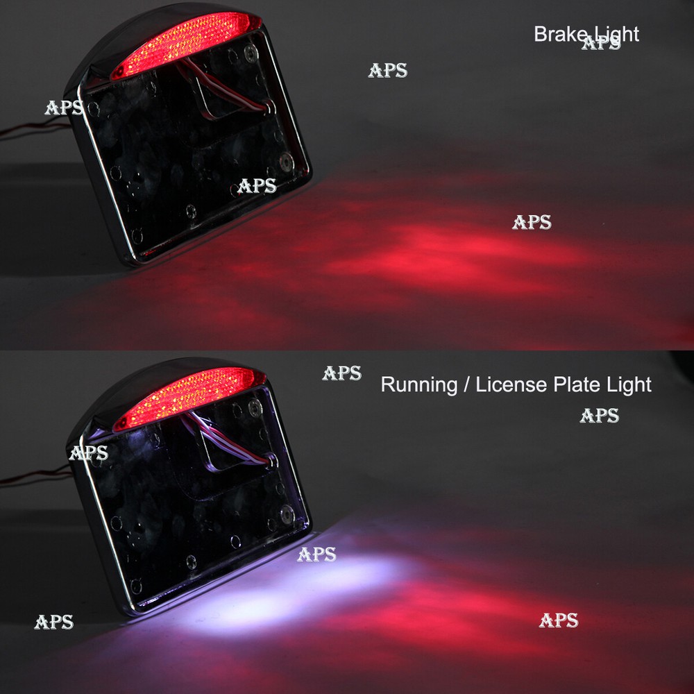 Motorcycle License Plate LED Tail Light Horizontal Mount Bracket Holder Custom