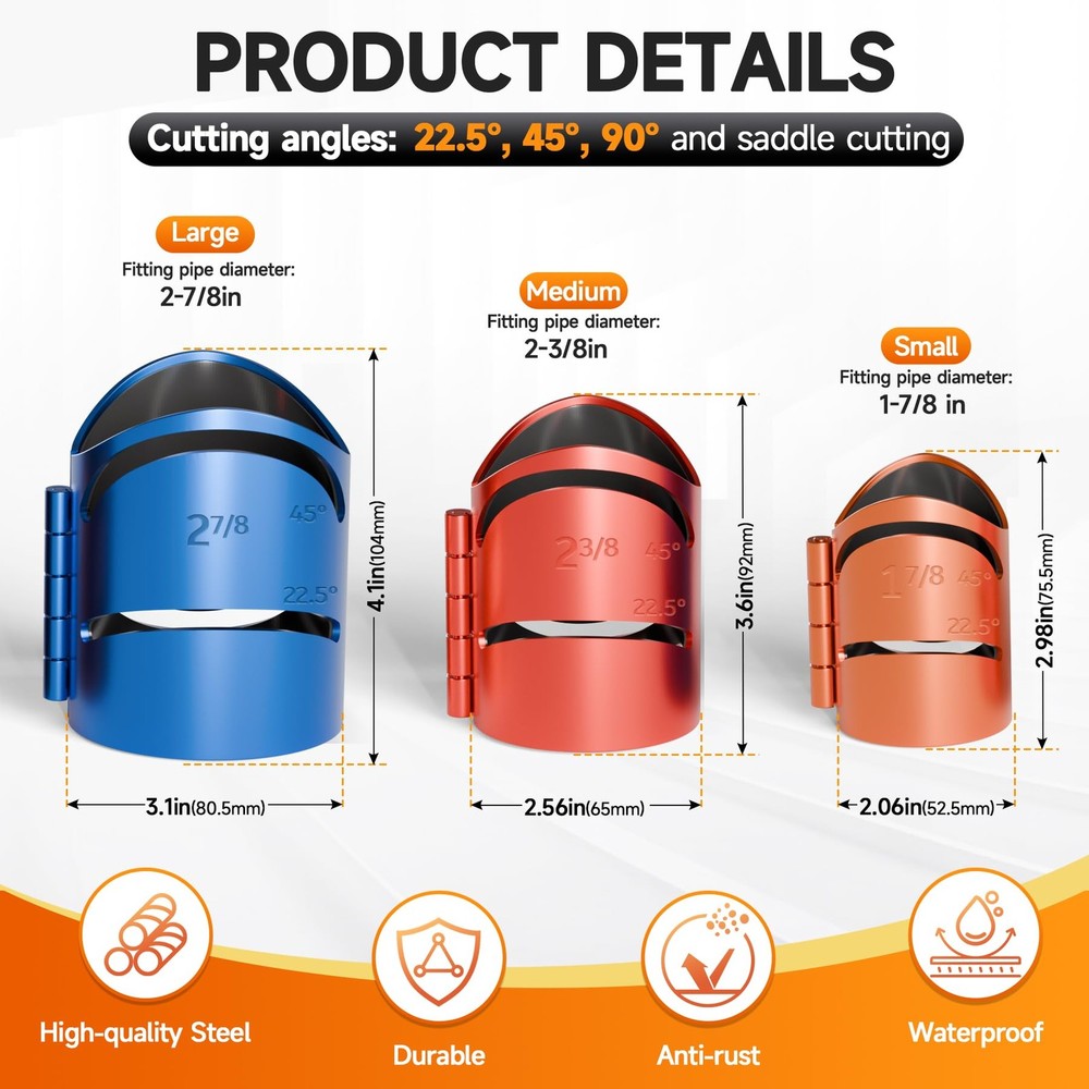 Pipes Saddle Template,Metal Pipe Cutting Guide Kit,Pipe Coping/Notching Tool,...