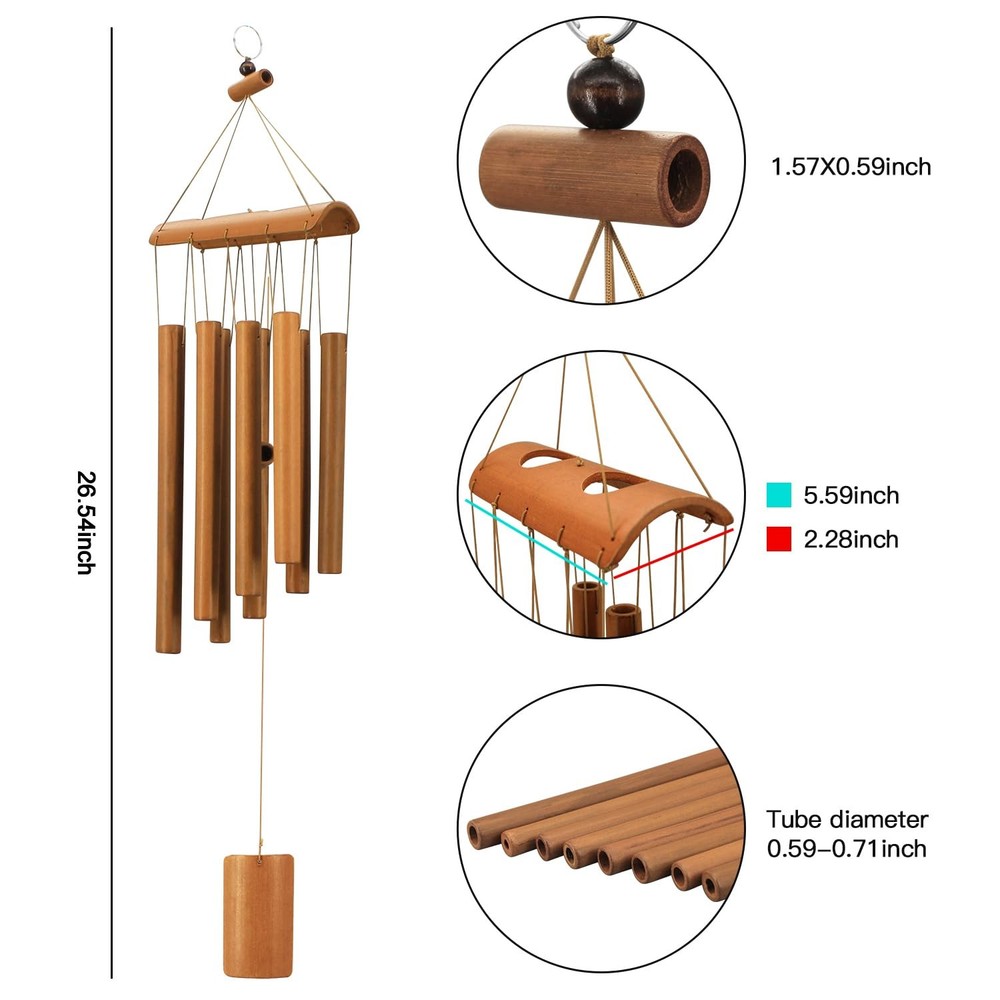 Wind Chimes for Outside, Sympathy Wind Chimes Bamboo Windchimes Outdoors with...