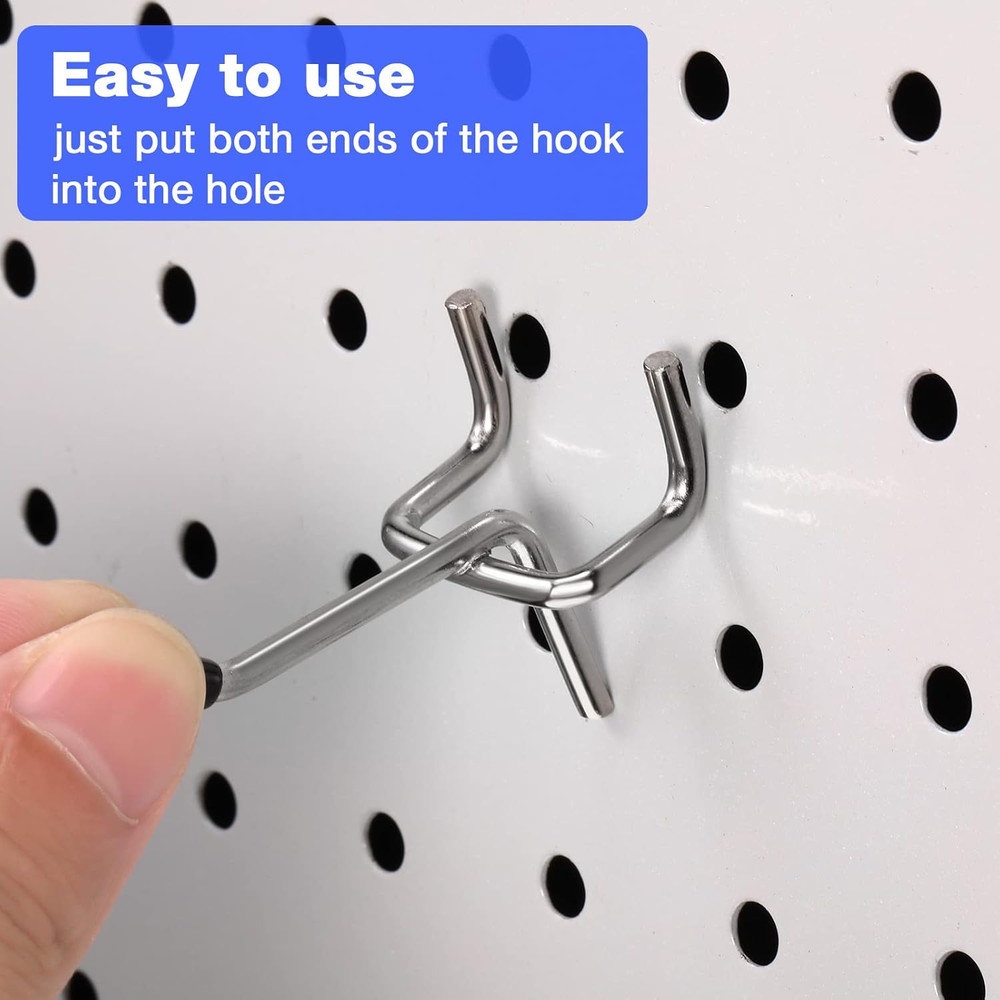 100 Pcs Pegboard Hooks Peg Board Organizer Accessories Holders Hanging Stainless