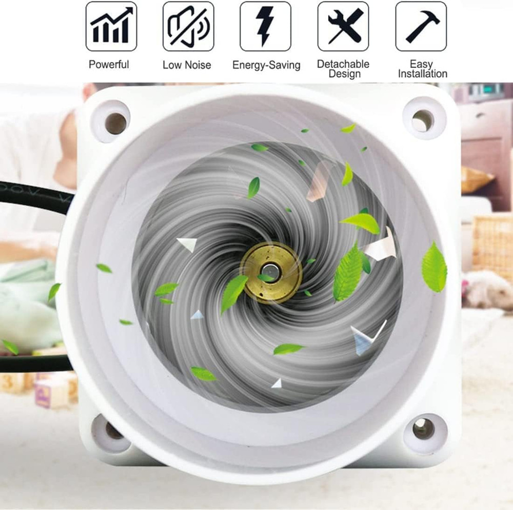 2'' Duct Fan for Adjustable Speed, White Inline Ventilation Exhaust Fan, 22 CFM