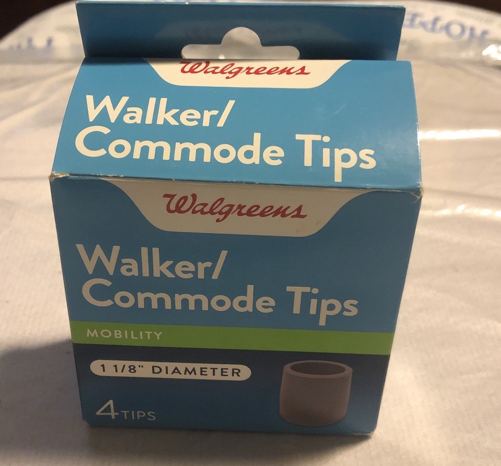 Walgreens Walker / Commode Tips Mobility 1-1/8" 4 Rubber Tips New