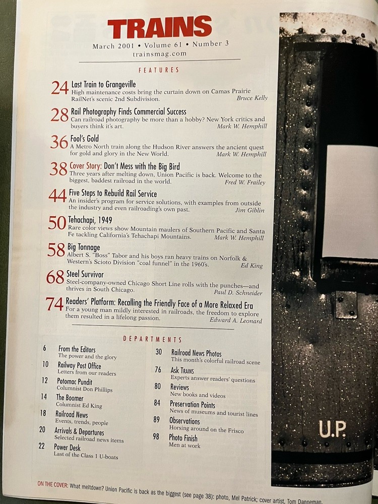 Trains Magazine March 2001 - Union Pacific Comeback