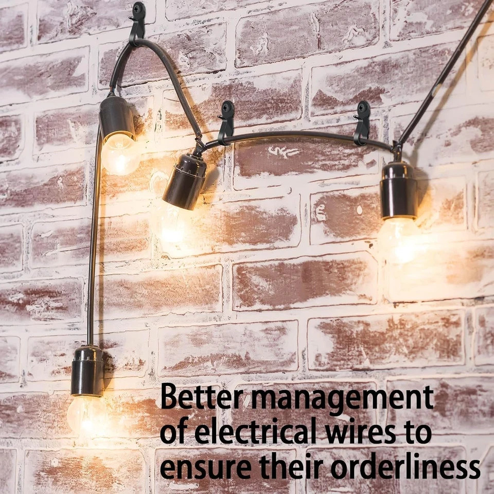 48 Pack Screw Hooks Black Outdoor String Light Clips Christmas Light Hooks...