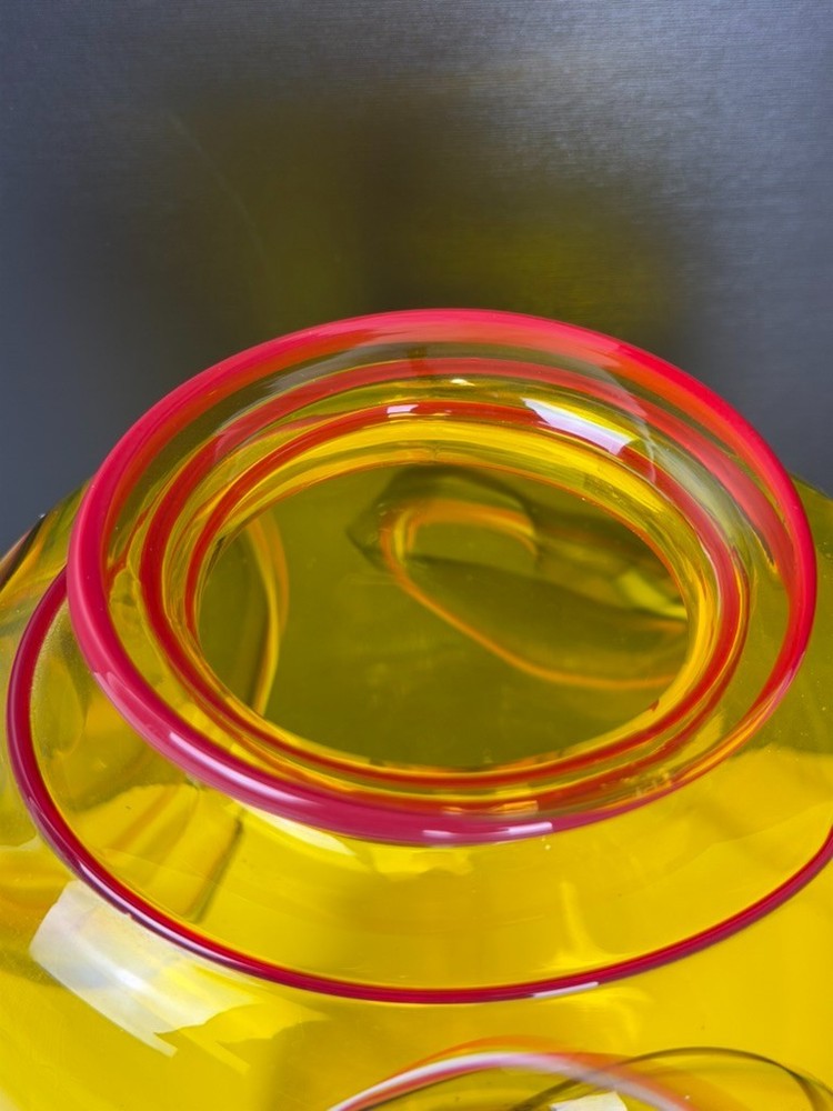 Post-Modern Signed Studio Glass "Faces" Vase