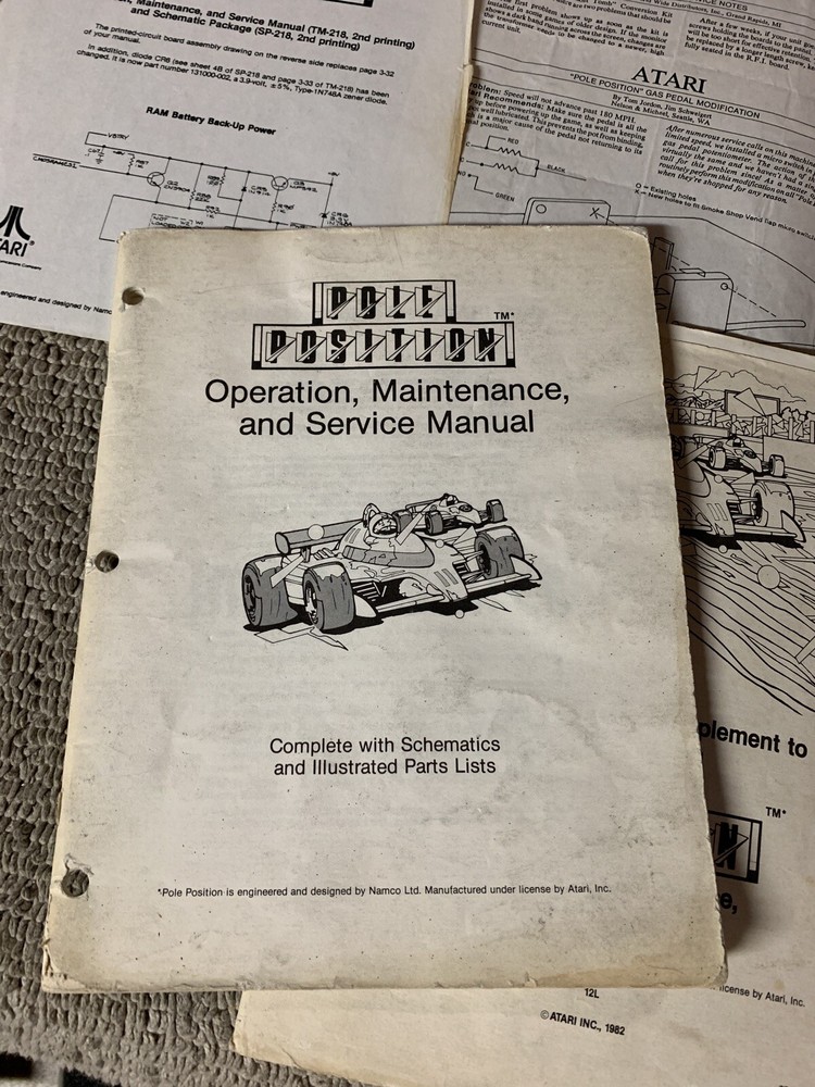 Missing cover 3rd printing POLE POSITION SET ATARI arcade game manual