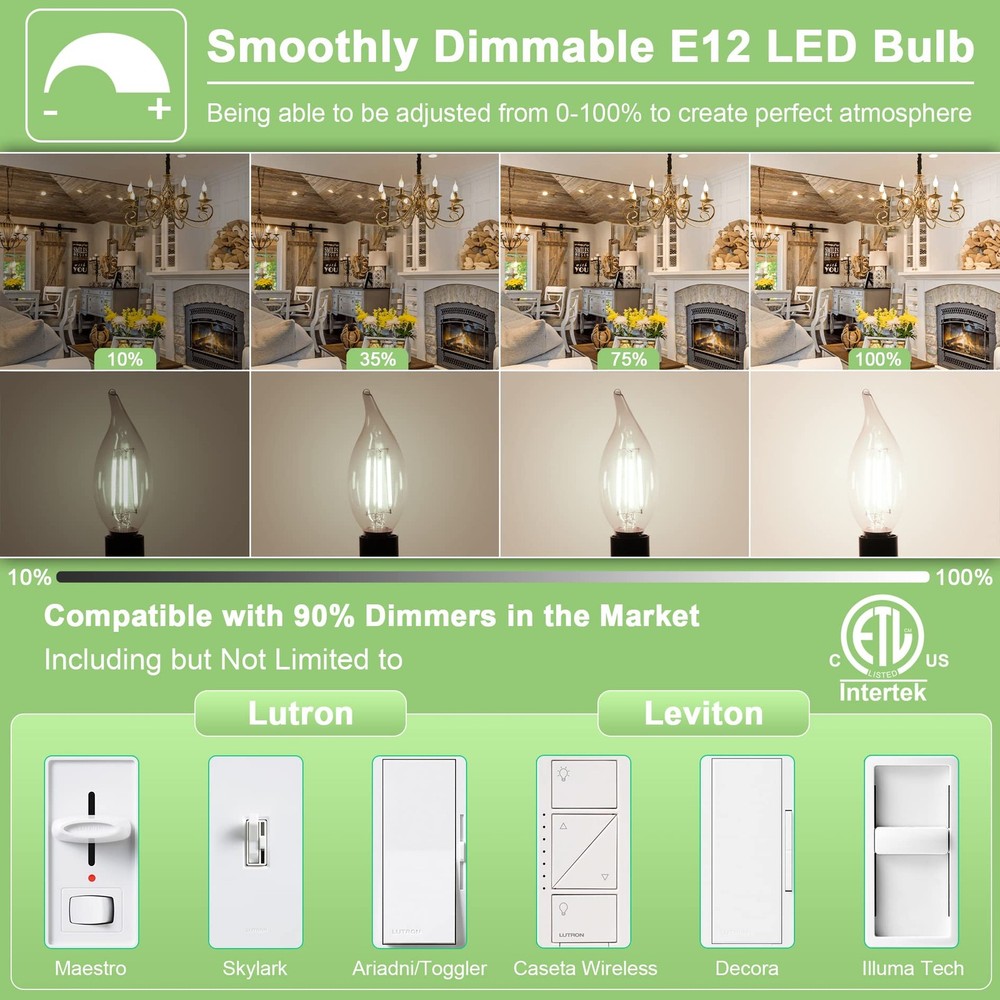 GOLSPARK E12 Candelabra LED Bulb Dimmable, 60W Equivalent 4000K Daylight Type...