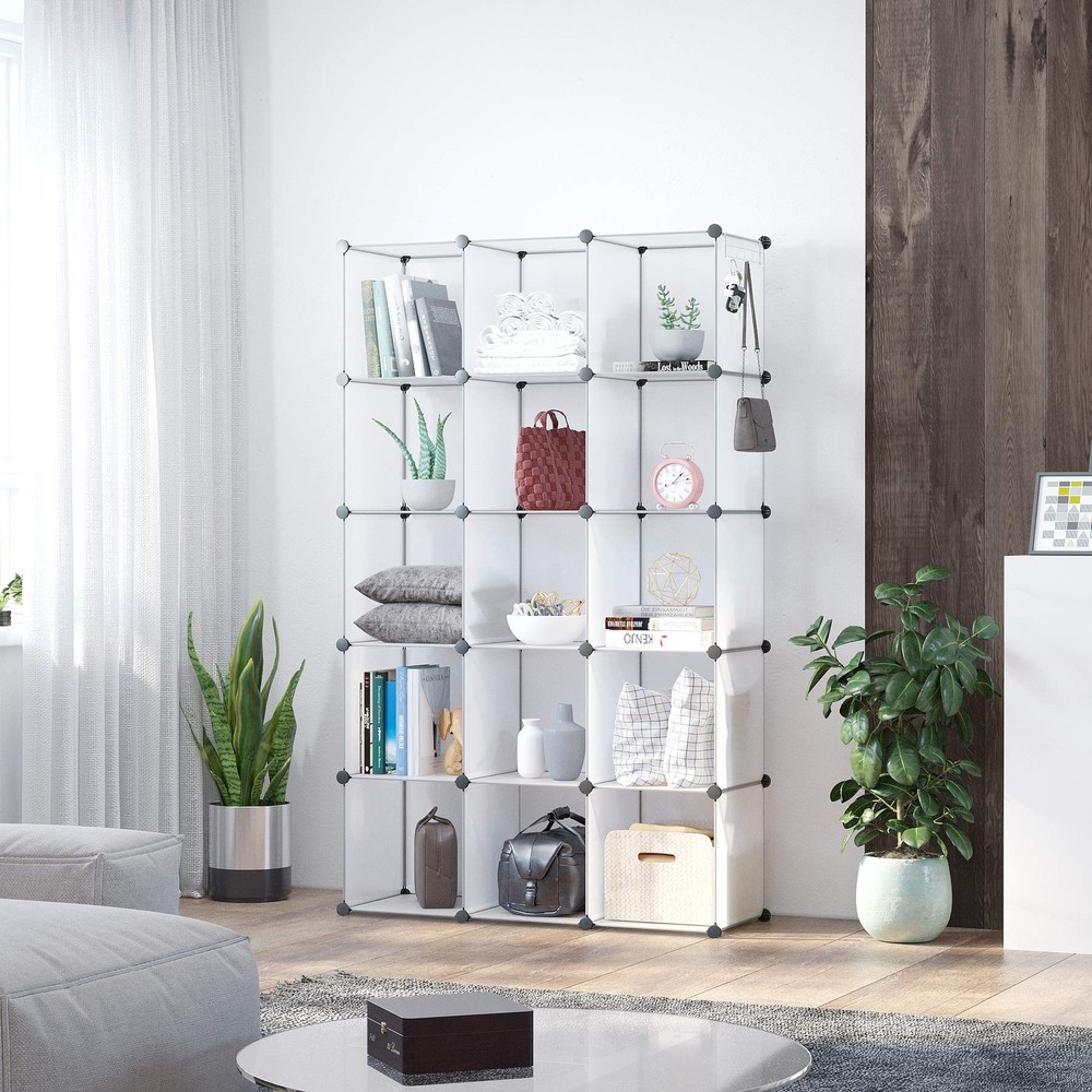 Cube Storage Organizer, 16-Cube Shelves Units, Plastic Storage Cubes, DIY Clo...