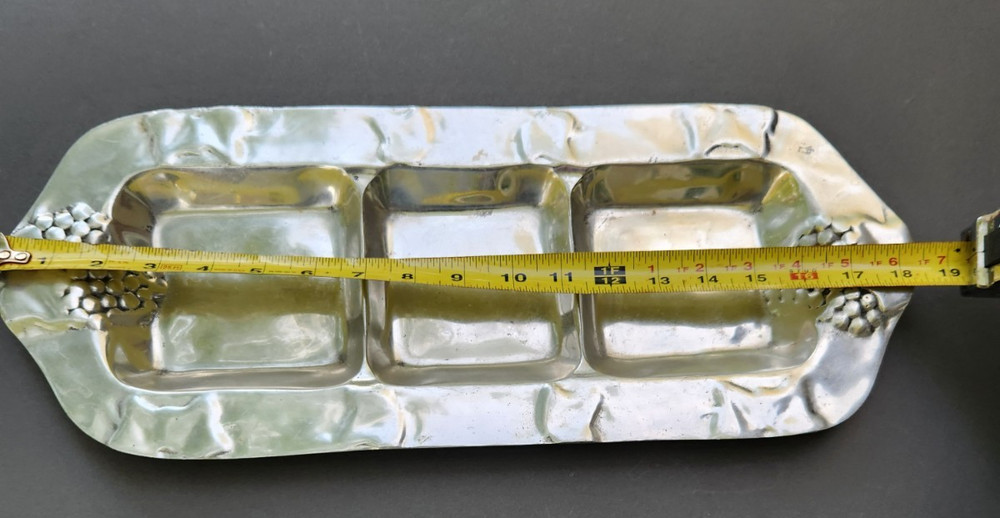Pewter Crudite' Serving Tray Made in Cancun Mexico