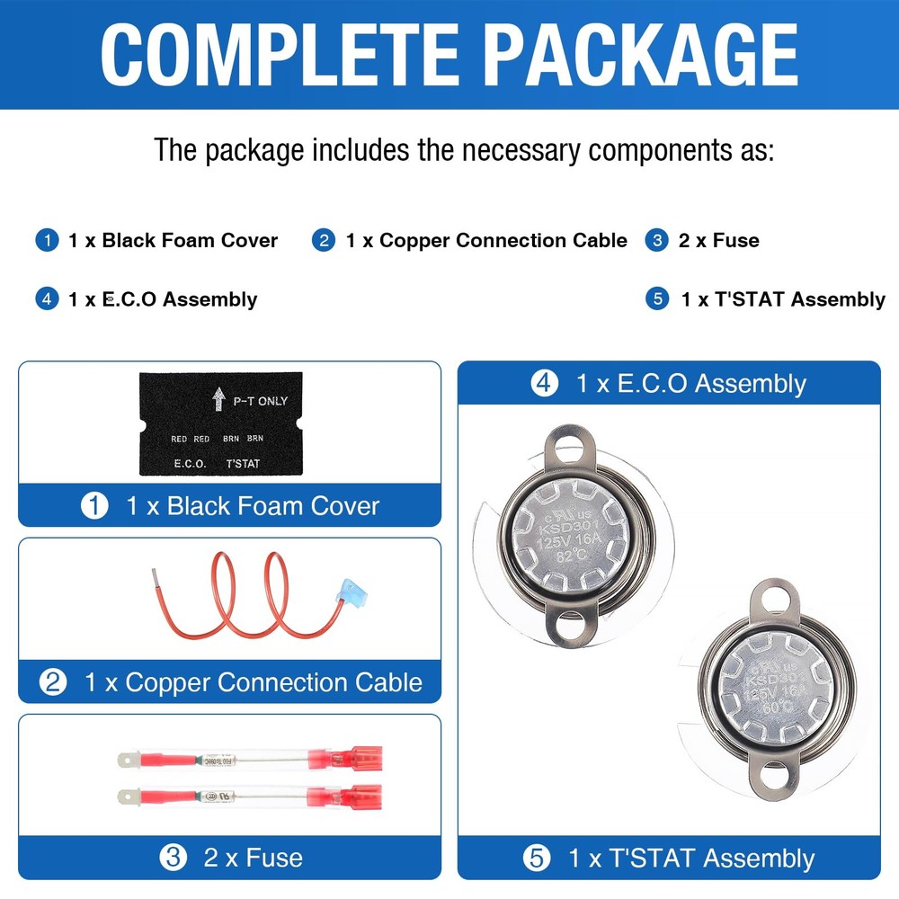 Lrichy RV Water Heater Thermal Cutoff & ECO Thermostat Assembly 1 Pack, Black