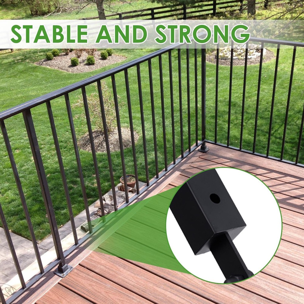 42" Cable Railing Post, Adjustable Top Level Drilled Railing Line Handrail Post