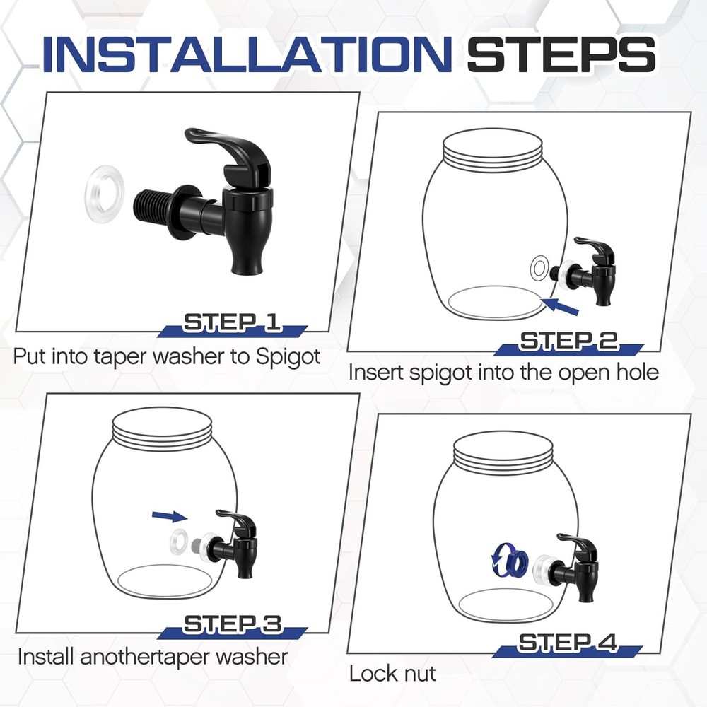 4 Sets BPA-Free Replacement Faucet, Reusable Spigot Spout Lever Pour Dispense...