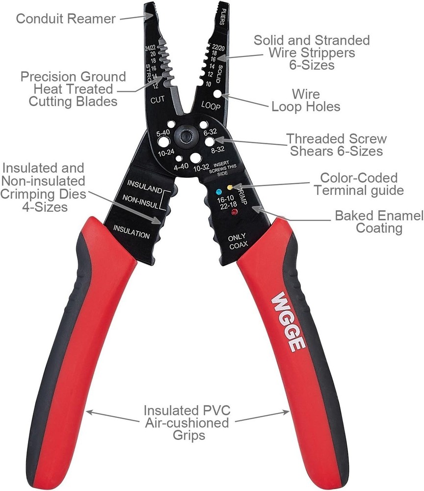 Professional 8-Inch Multi-Function Wire Stripper and Crimping Tool - Durable