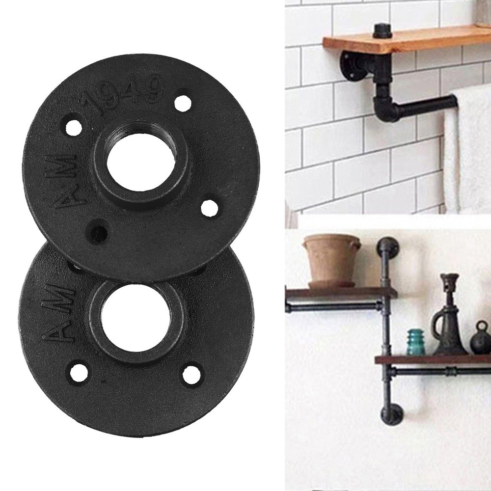 3/4 Black Painted Floor Flange with Threaded H 2 Pack Strong Connection