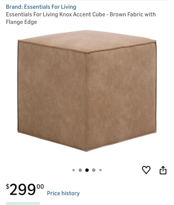 Knox Accent Cube - Brown Fabric With Flange Edge