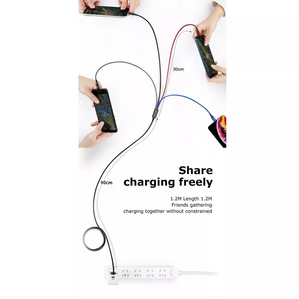 4 in 1 Multi USB Charging Cable Fast Charger Cord For iPhone/Type C/Micro USB