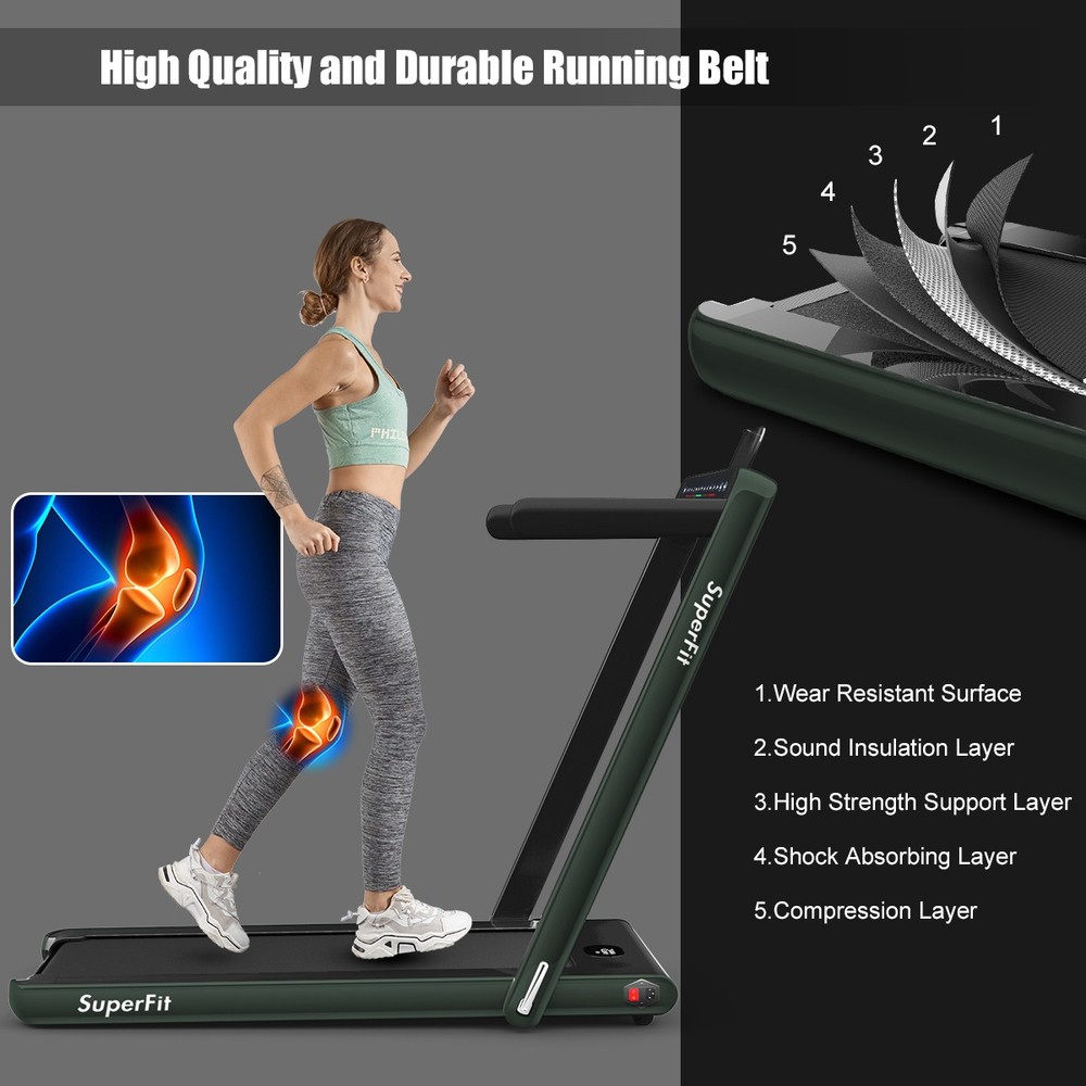 SuperFit 2.25HP Folding Jogging Machine Treadmill W/ Speaker Green
