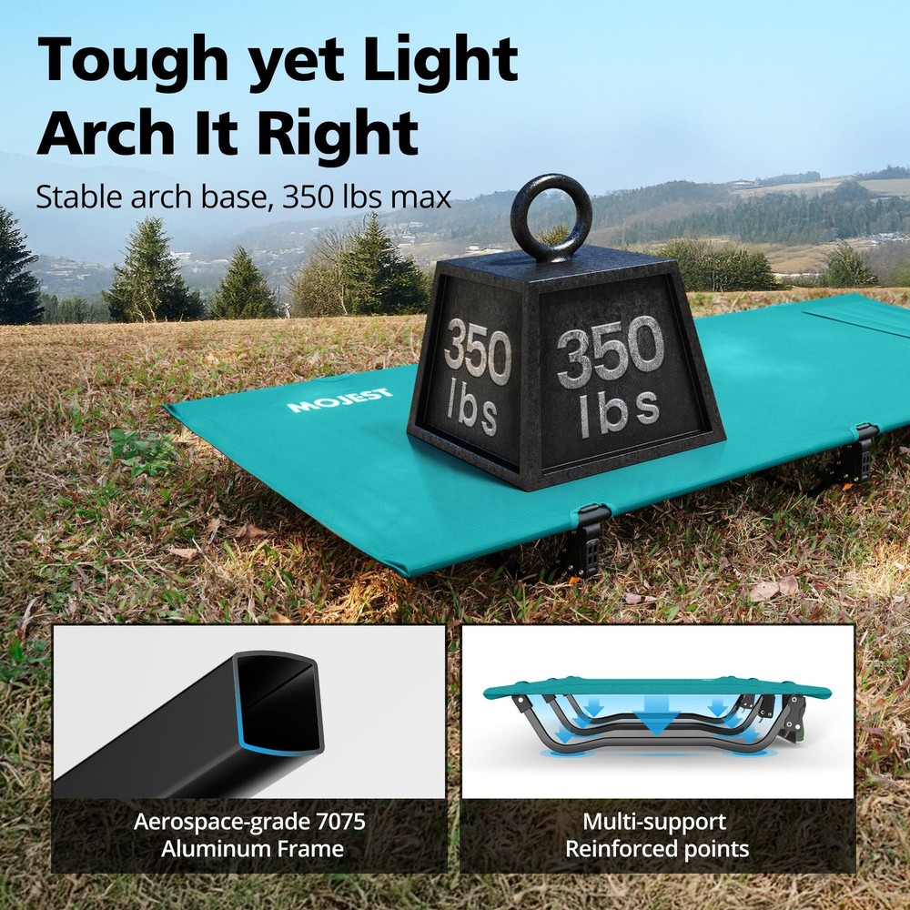 Mojest Ultralight Camping Cot Portable Folding Bed for Adults - 350lbs Cap
