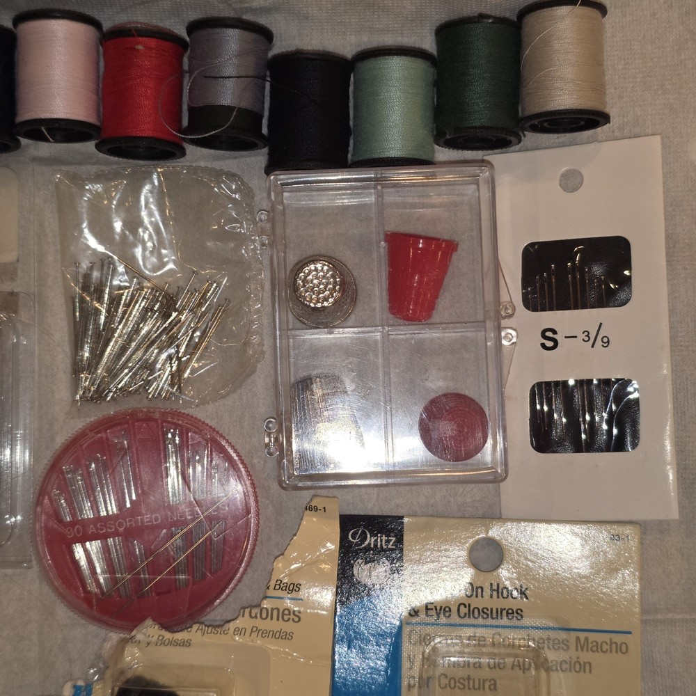Mixed lot sewing notions beginner Dritz misc supplies thread pins needles