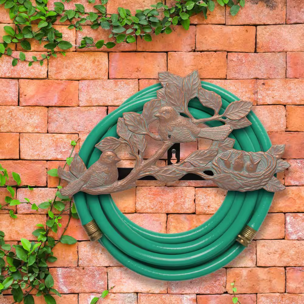 Copper Verdigris Chickadee Hose Holder