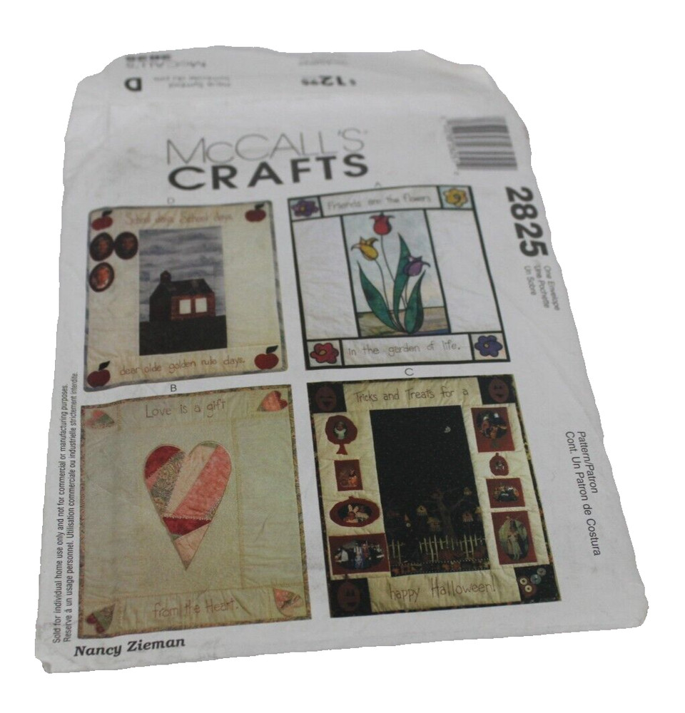McCall's Crafts Pattern 2825 Wall Quilts 4 Patterns Uncut