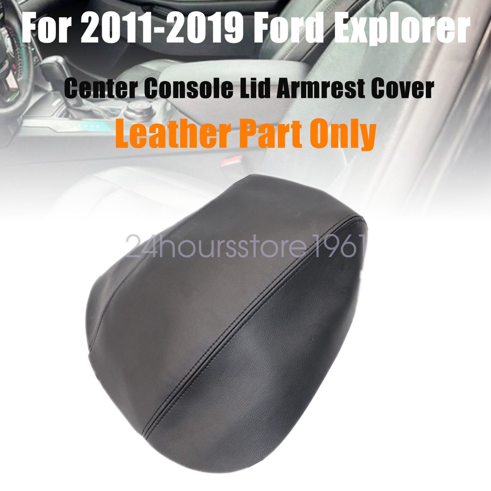 Leather Center Console Lid Armrest Cover For Ford Explorer 2011-2018 Black