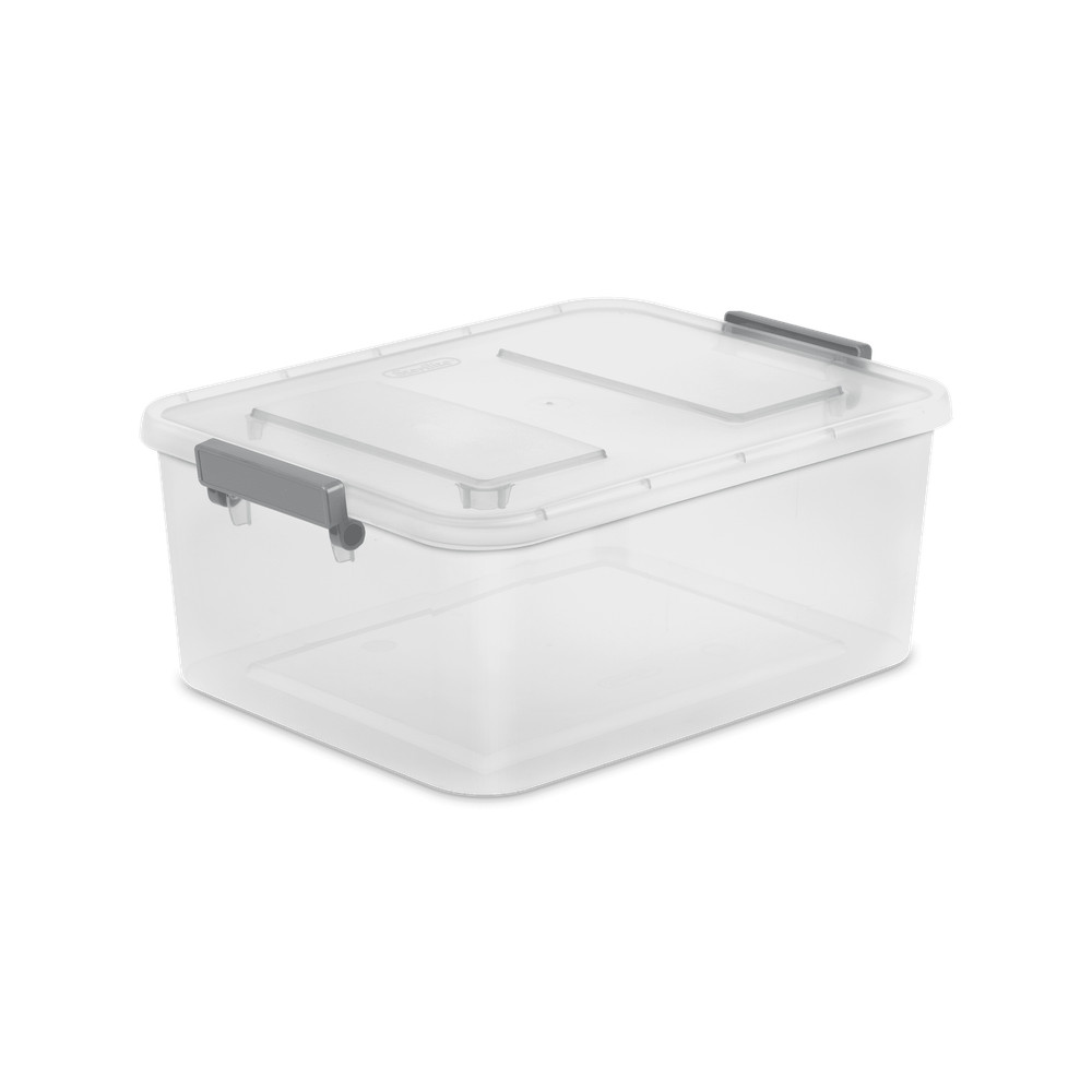 12.7 Quart , Clear Plastic Storage Box with Write-on ID Latches, Gray