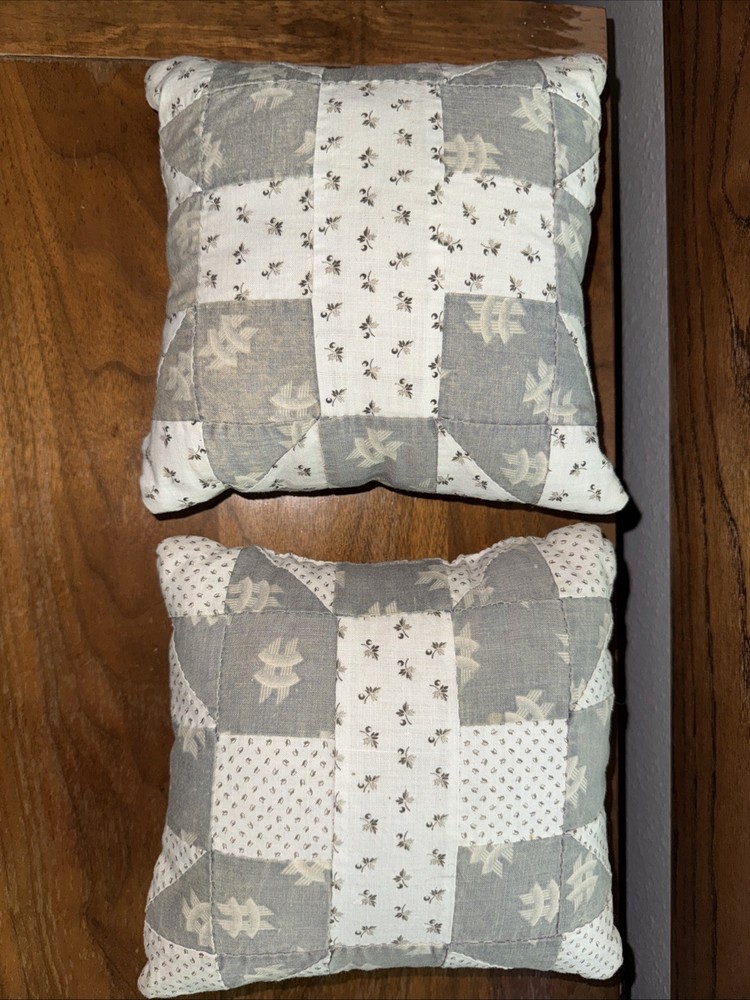 2 Primitive Quilt Square Pillows