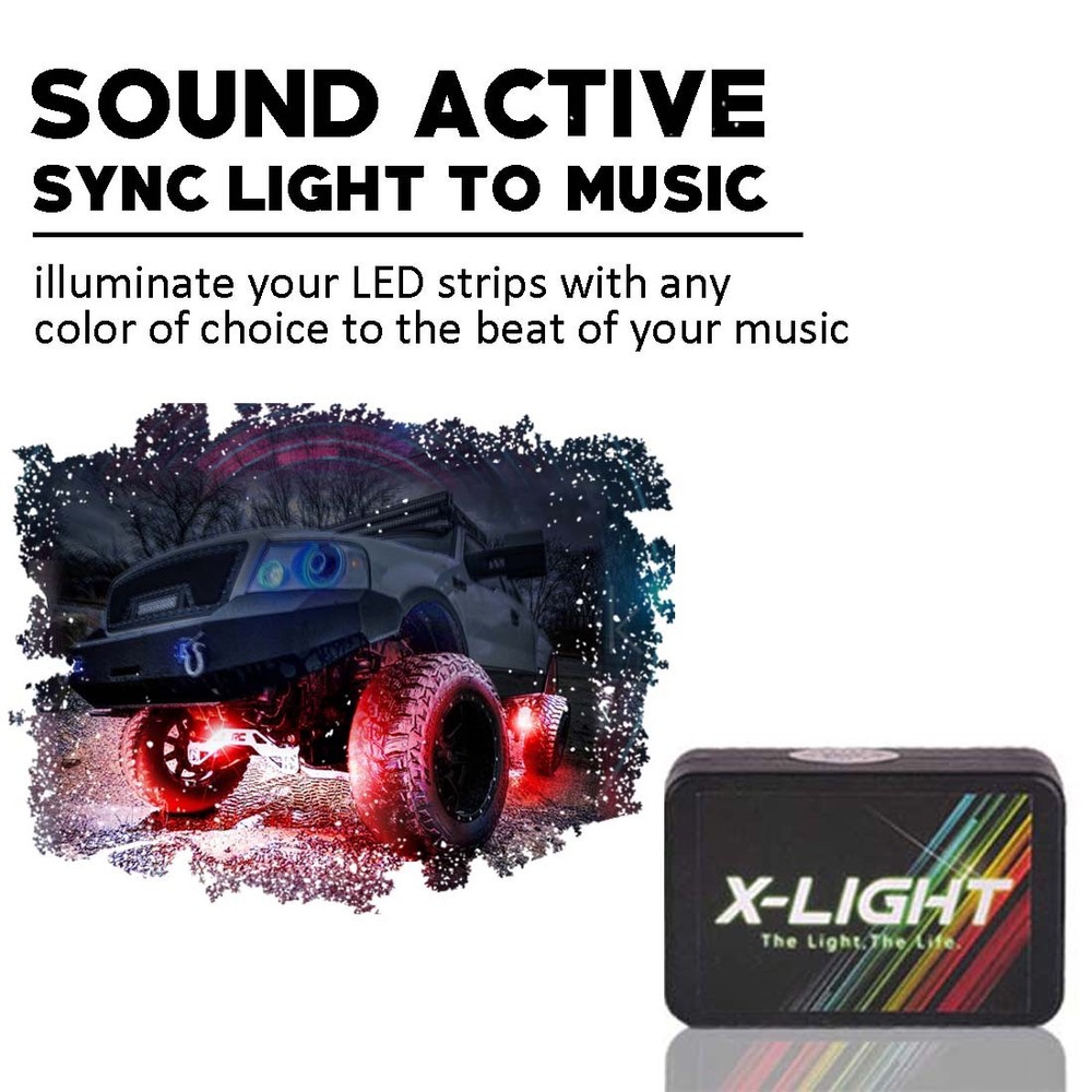 Multi-Color LED Running Board Side Step Light Strips Kit /Music Active + Remote