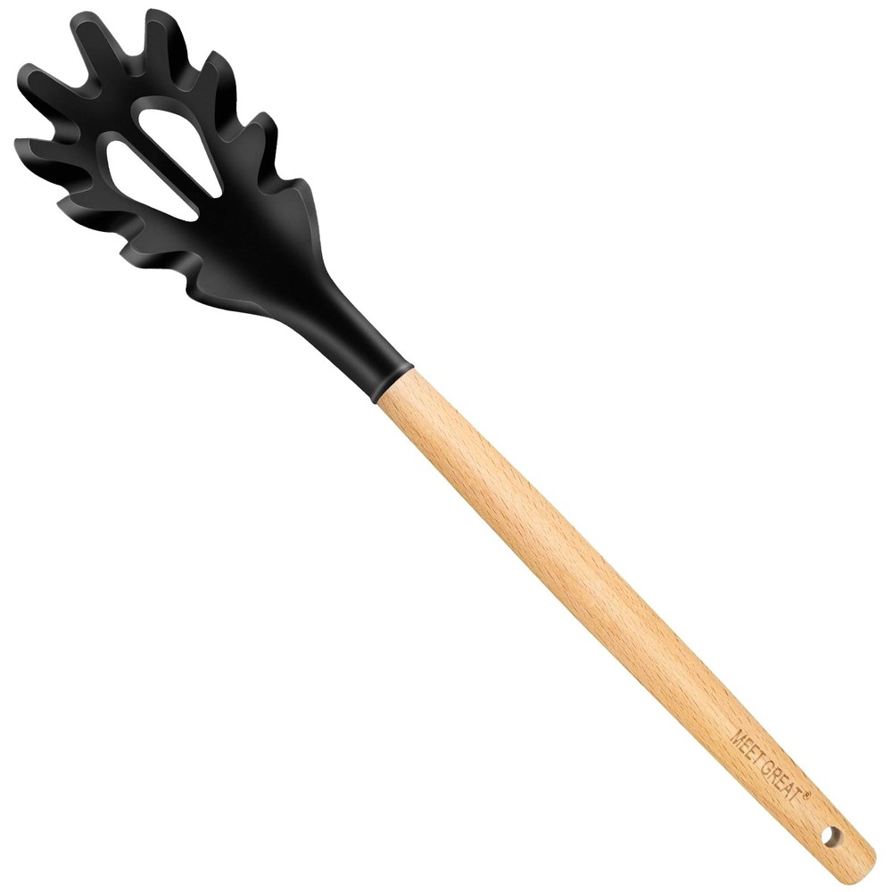 Premium Spaghetti Spoon Pasta Fork, Silicone with STANDARD, Black
