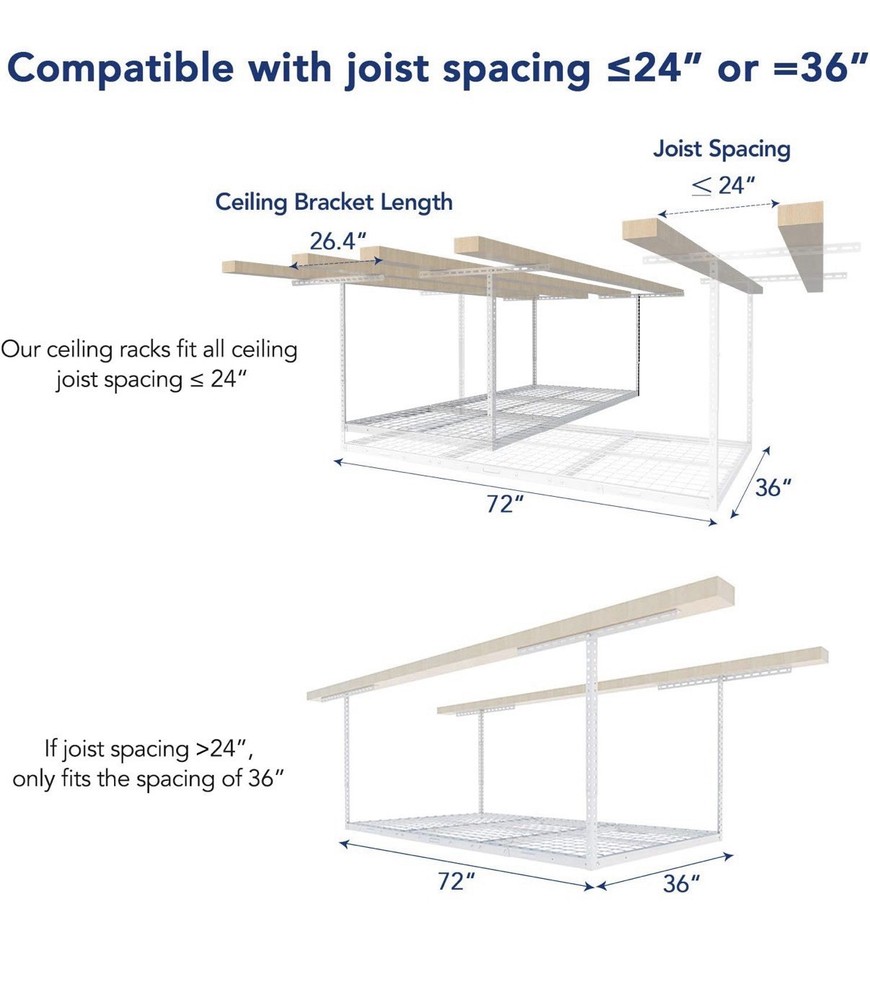 3' x 6' FLEXIMOUNTS Overhead Garage Storage Adjustable Ceiling Storage Rack 450#