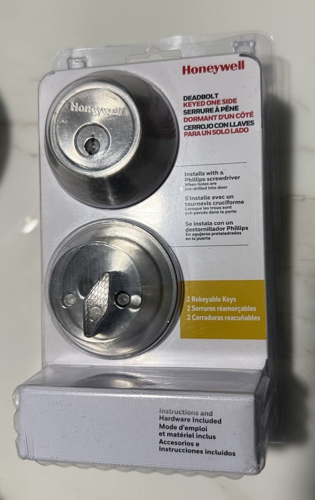 Honeywell Deadbolt Keyed One Side (Silver)