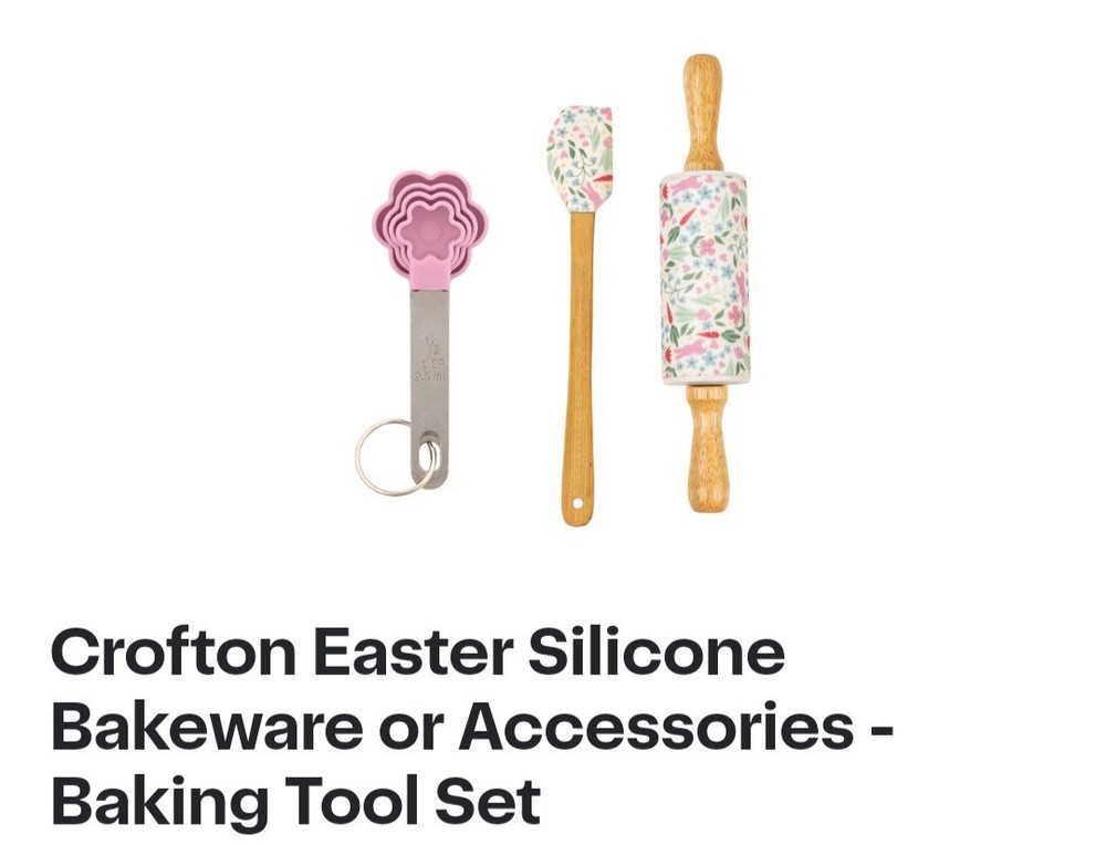 Crofton Silicone Bakeware Set Flower Cakelet Pan Baking Cups Tools 6pc