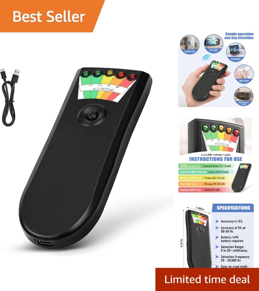 Compact EMF Detector - Rechargeable & User-Friendly with 20 MG Detection Range