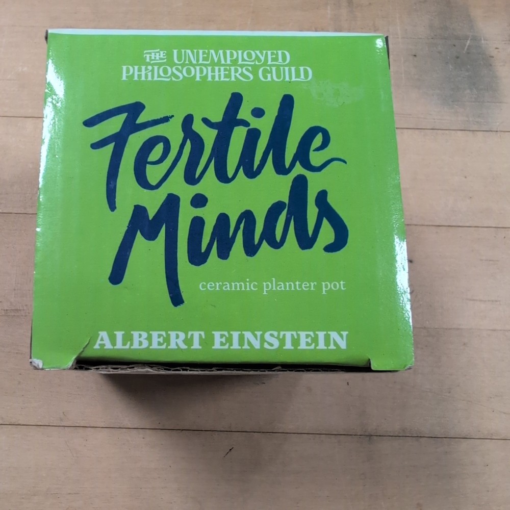 Fertile Minds Albert Einstein Ceramic Planter Pot New Open Box