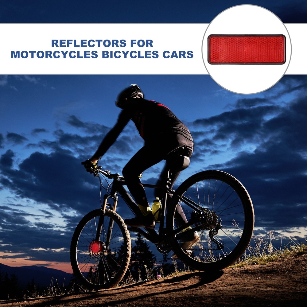 2 Pcs Rectangle Rear Reflectors, Warning Reflector with M5 Screw Red