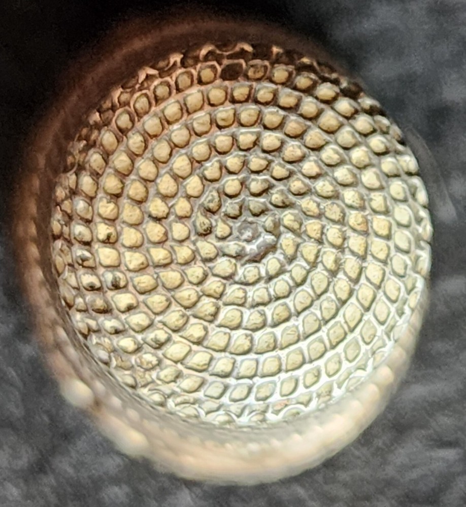 Sterling & 14K Gold Etched Scenes Thimble