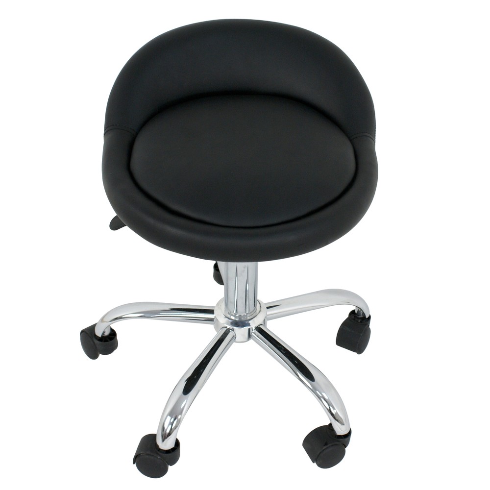 Salon Stools w/Back Rest Saddle Hydraulic Adjustable Spa Rolling Black 3Pack