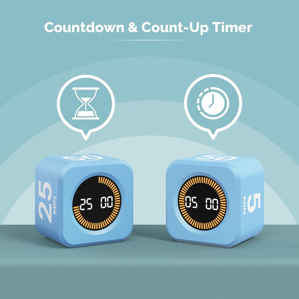 Pomodoro Timer – Visual Cube with 5/10/30/60 Min Presets, Countdown Ring & Co...