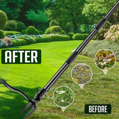 Weed-Puller-Tool-with-Long-Handle, 63" Adjustable Stand Up Weeding Tool with