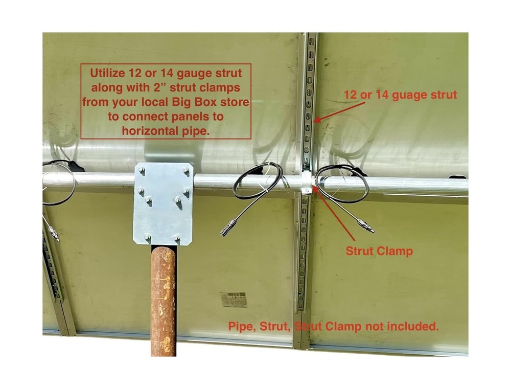 Solar Panel Array Top of Pole Ground Mount Bracket 2" - 2.5" - 3" Pipe Univer...