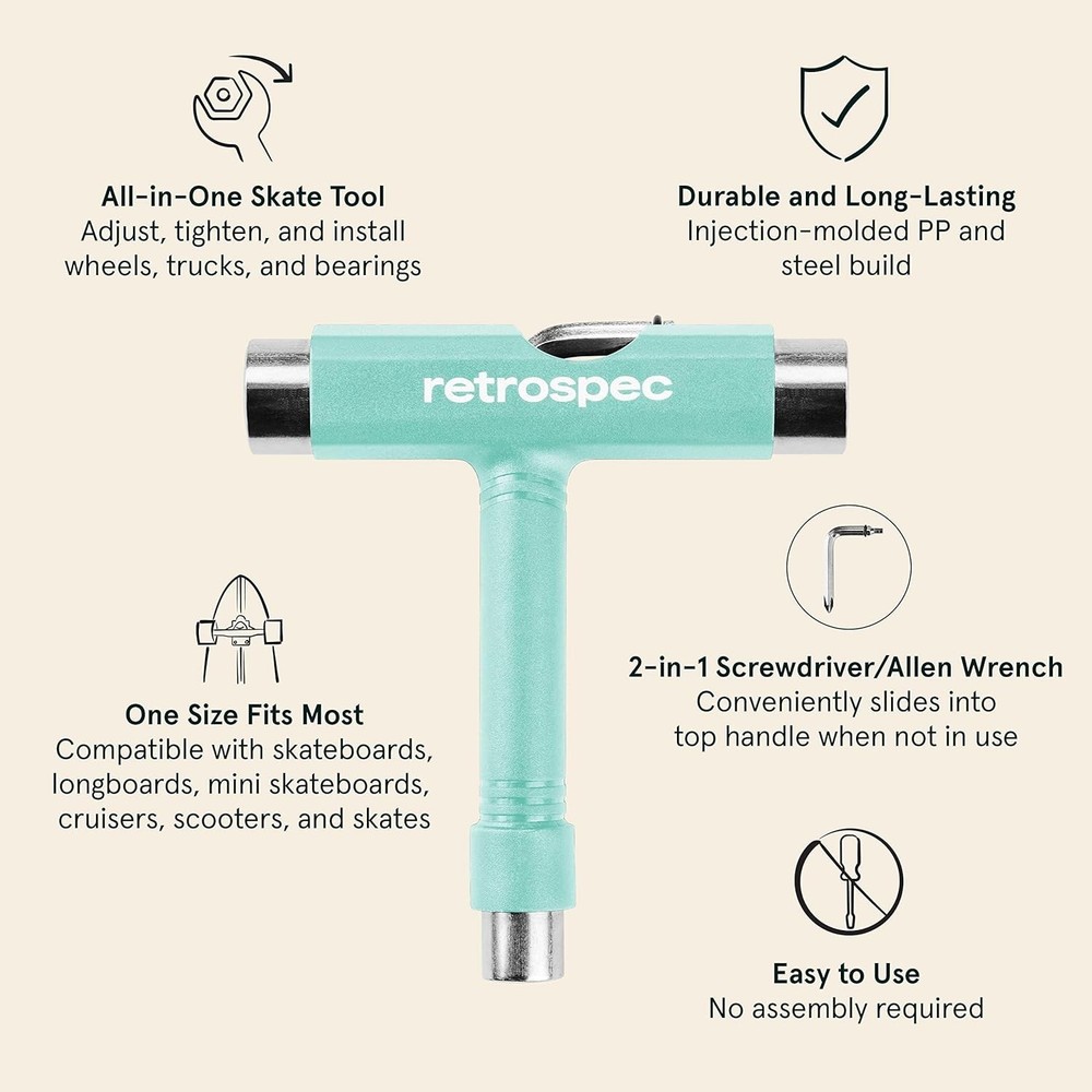 Retrospec Upkeep All-in-One Multi-Function Portable Skate Tool 2-in-1 , Aqua