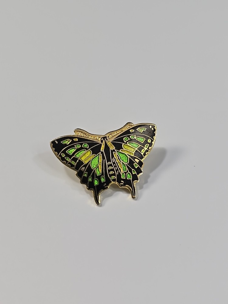 Butterfly Green Black & Yellow Lapel Pin