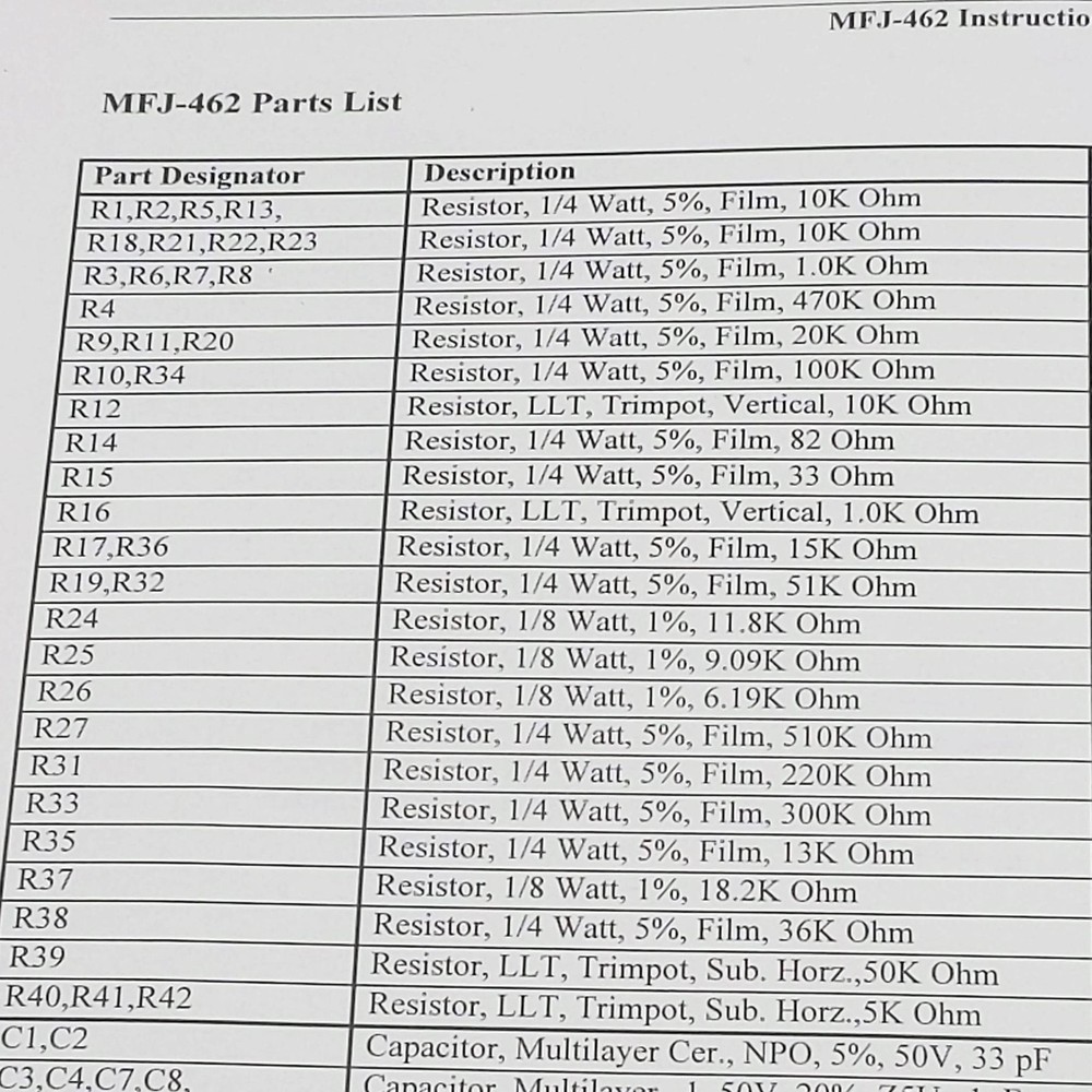 MFJ-462 Multi-Reader Instruction Manual, Original MFJ Manual