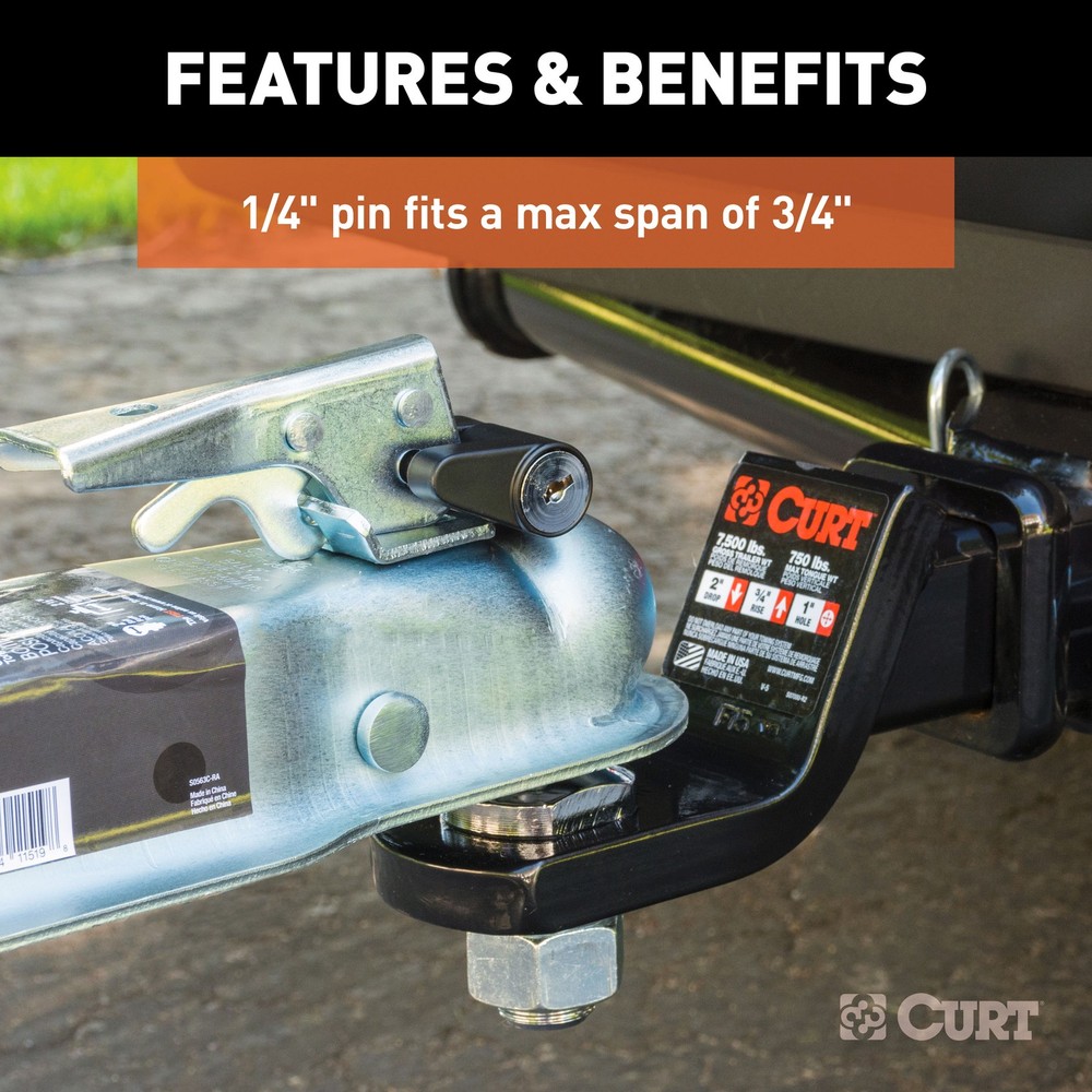 Curt-Coupler Lock (1/4" Pin, 3/4" Latch Span, Padlock, Black)