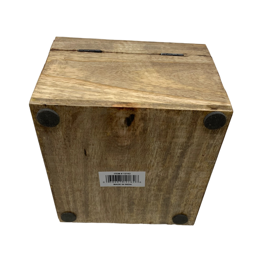 Wood Stash Box Storage Hinged Top Drawer Pot Leaf Design